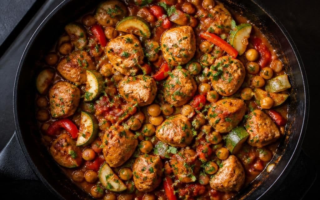 Smoky Cumin Chicken Skillet with Chickpeas and Zucchini recipe photo