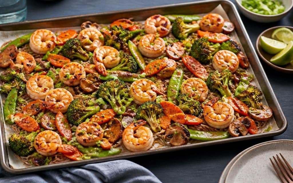 Japanese-Inspired Miso Ginger Shrimp Sheet Pan Bowls recipe photo